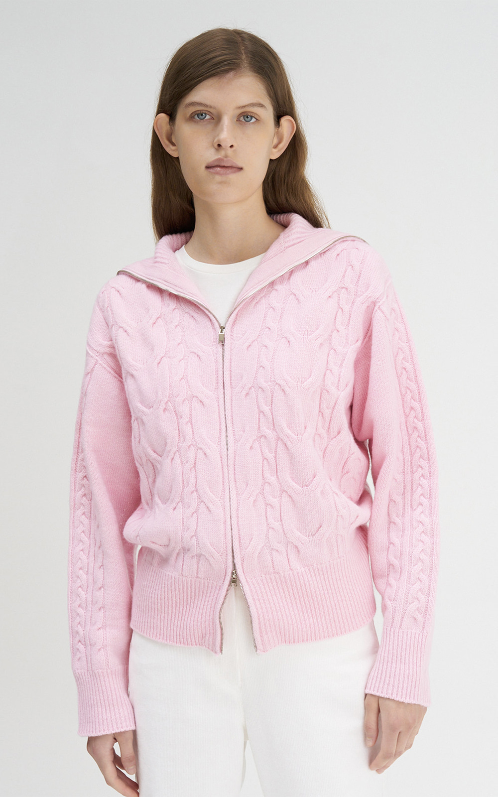 CO CABLE ZIPUP CARDIGAN_PINK