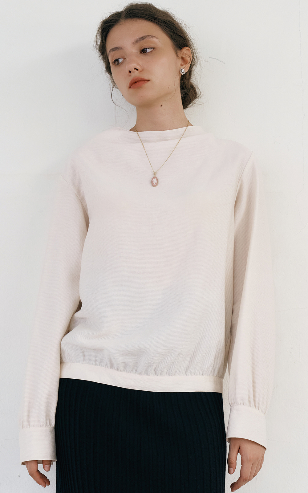CO COWL NECK BLOUSE_IVORY