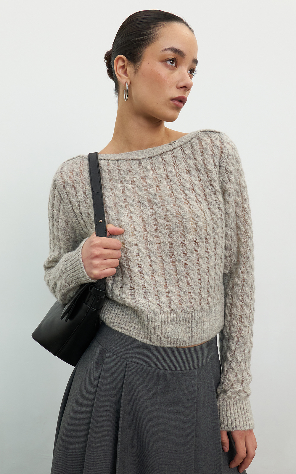 CO MOHAIR BOAT NECK PULLOVER_GREY